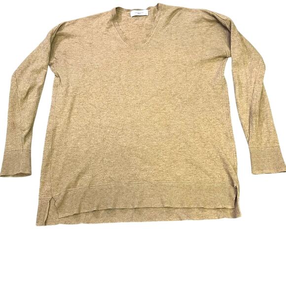 🌟3 for $35🌟 Carly Jean Los Angeles CJLA Pullover Sweater, V-Neck Camel Cashmere - Picture 1 of 11